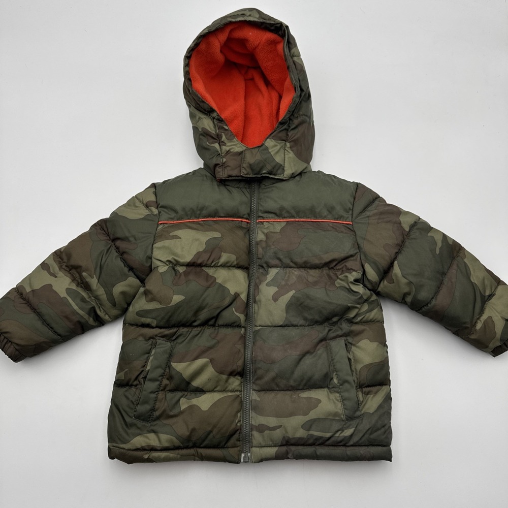 Youth Faded Glory Camouflage Print Puffy Jacket‎ Size 24M Winter Camo Fleece